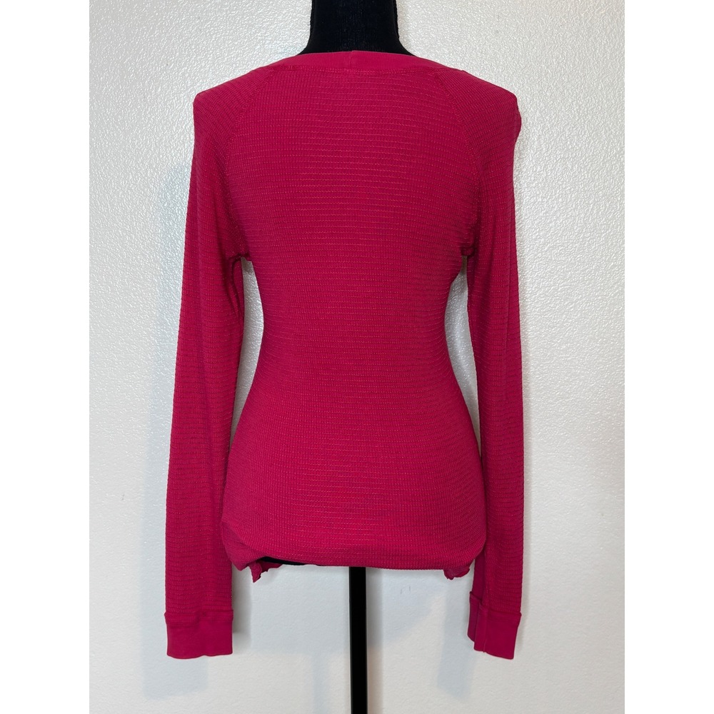 Athleta Y2K 2000 Vintage Magenta Pink Waffle Knit Thermal Top Size Large - Picture 3 of 7